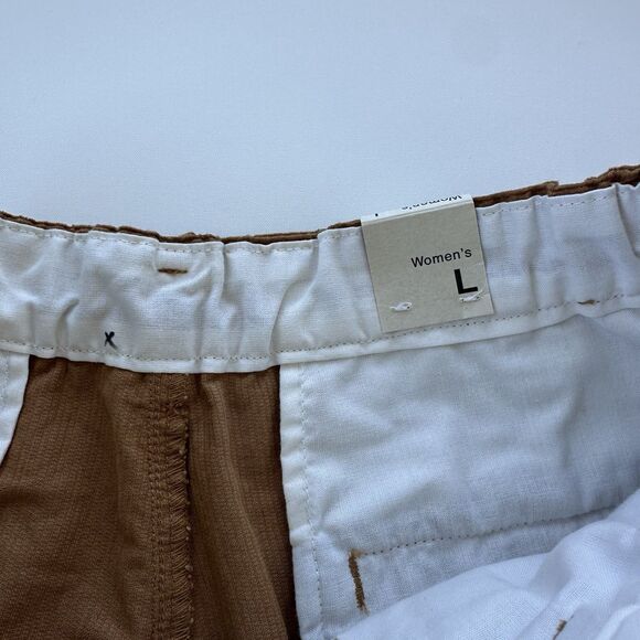 NWT MUJI Women's Kapok Corduroy Tuck Pants Made From Tree Nuts LARGE 2024 Camel - Picture 8 of 13